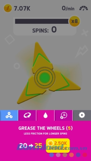 Bảng tính năng của Finger Spinner cho iOS