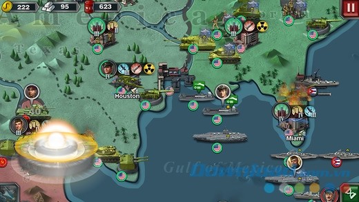 Một bản đồ quân sự trong World Conqueror 3 cho iOS
