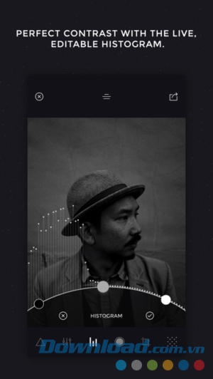 Camera Noir cho iOS chỉnh độ tương phản