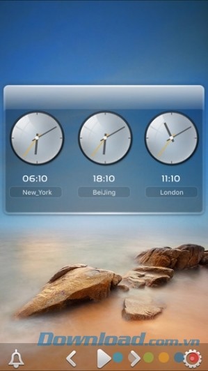 Desktop Weather Free cho iOS hiển thị đồng hồ thế giới