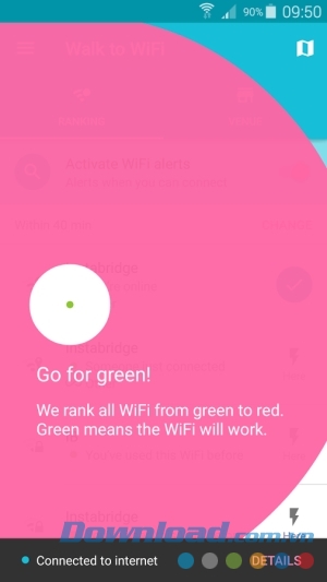 Giao diện ứng dụng Instabridge cho Android