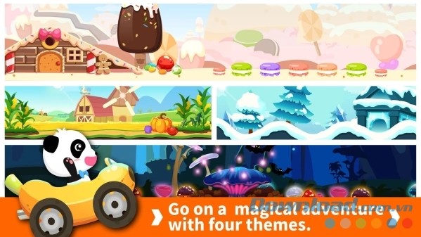 Thế giới phiêu lưu đầy màu sắc của Baby Panda Car Racing cho Android 