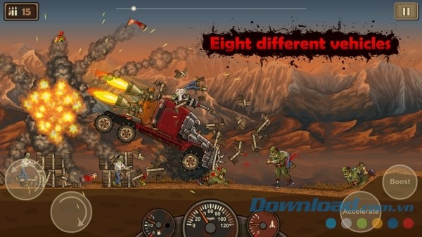 Earn to Die cho Android có 8 kiểu ô tô khác nhau để người chơi lựa chọn