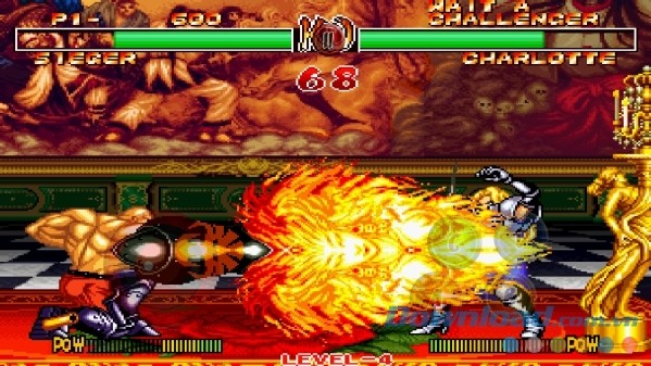 Samurai Shodown II cho Android sở hữu thiết kế đồ họa 2D đặc trưng trên hệ máy console thập niên 90