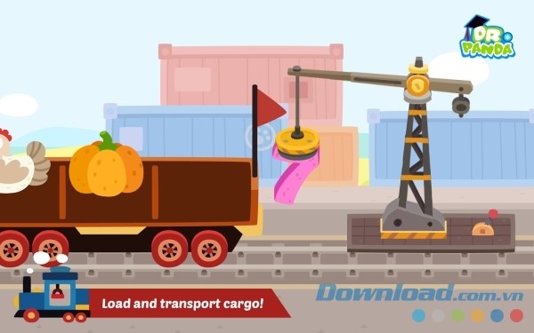 Chở hàng là một trong những nhiệm vụ thử thách của Dr. Panda Train cho Android 