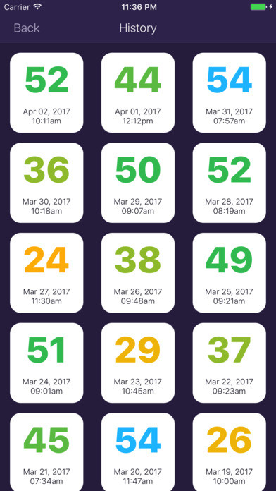 Danh sách các thẻ đã tập trên Sweat Deck cho iOS