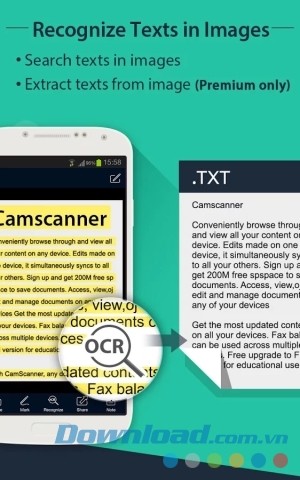 CamScanner License cho Android nhận dạng chữ trong tài liệu