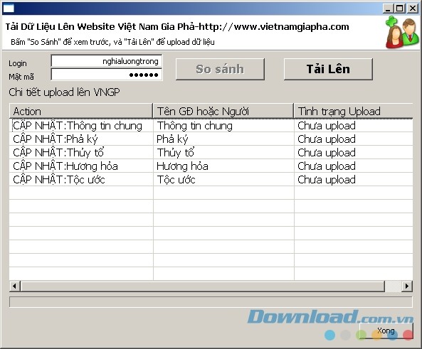Theo dõi thay đổi trên phần mềm gia phả Việt VNGP