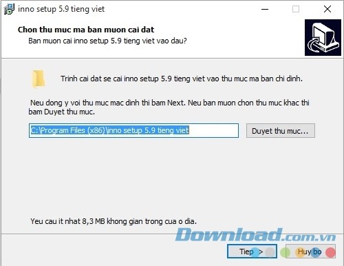 Giao diện cài đặt Inno Setup