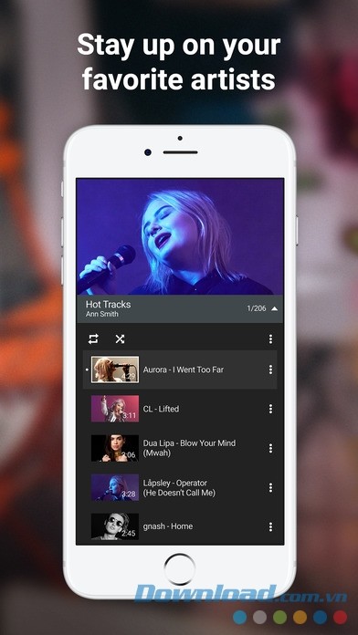 Danh sách bài hát yêu thích trên YouTube cho iOS