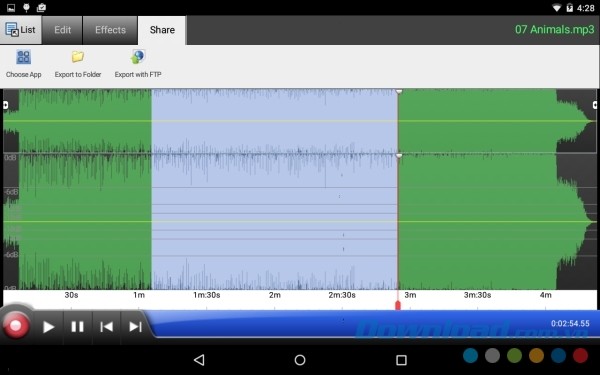 Giao diện đơn giản nhưng dễ điều hướng của WavePad Audio Editor Free cho Android