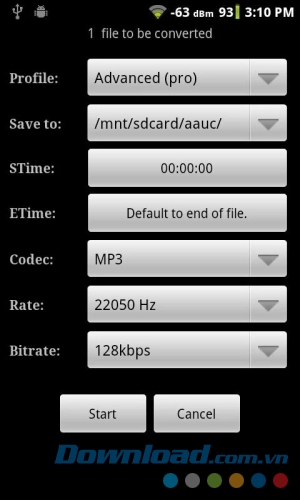 Audio Editor for Android hỗ trợ chuyển đổi file 