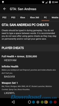 Cheats for GTA cho Android hỗ trợ chơi game cướp đường phố