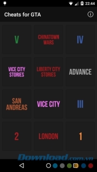 Mã game Cheats for GTA cho Android 