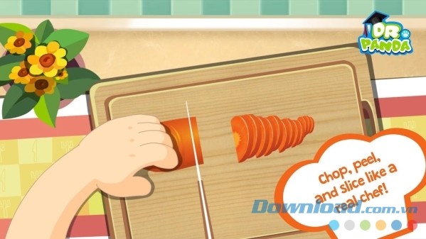 Dr. Panda Restaurant cho Android hướng dẫn bé kỹ thuật chế biến món ăn cơ bản