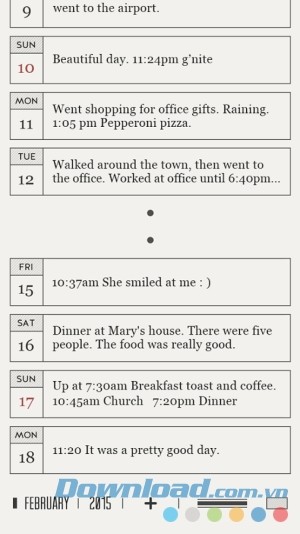 Dòng nhật ký trên DayGram cho Android