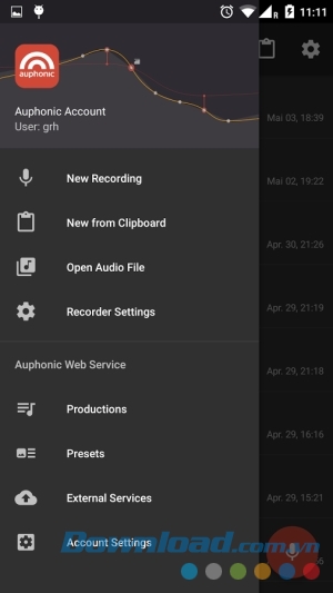 Bảng điều khiển Auphonic Edit cho Android 