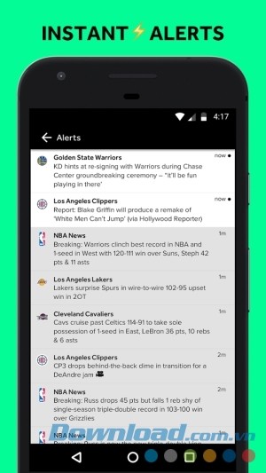 Bleacher Report cho Android thông báo tin mới tức thì