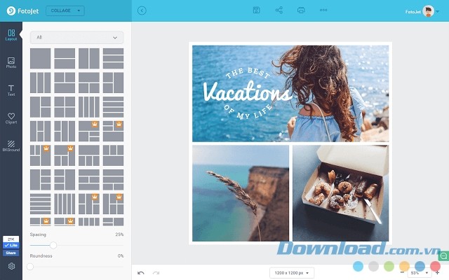 Thiết kế giao diện tiện ích thiết kế đồ họa tuyệt đẹp FotoJet