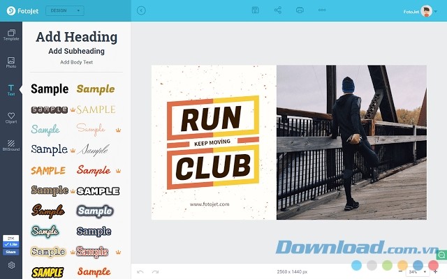 FotoJet hỗ trợ chèn chữ nghệ thuật vào ảnh