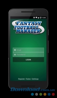 Màn hình đăng nhập Fantasy Football Manager cho Android