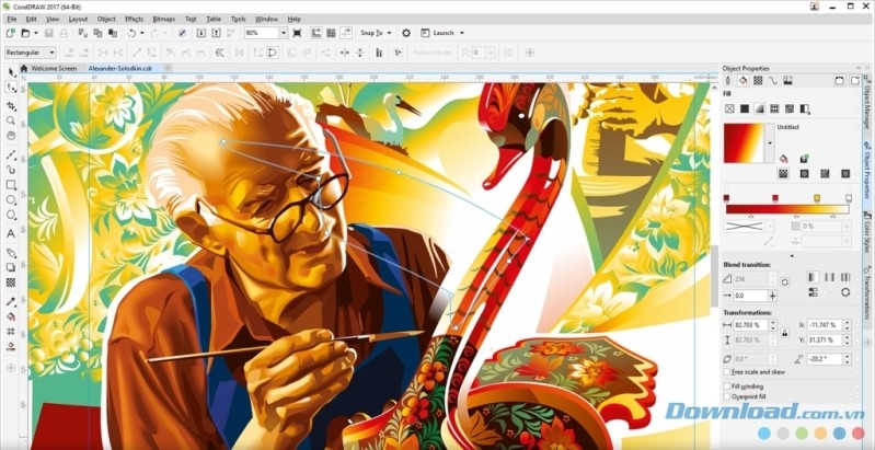 Giao diện làm việc của CorelDRAW 2017