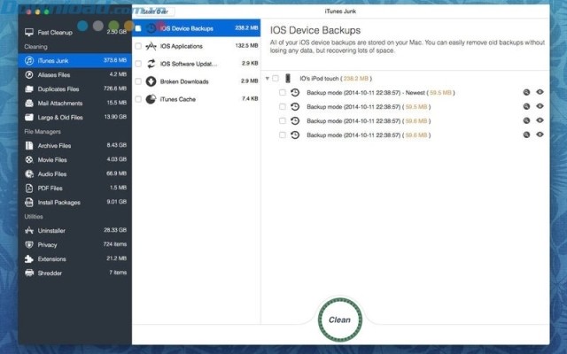 Xóa các tệp sao lưu thiết bị iOS