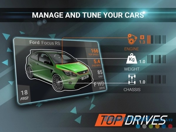 Quản lý và tùy chỉnh phương tiện linh hoạt trong Top Drives cho Android