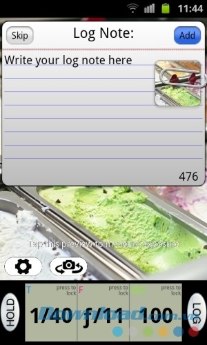 Pocket Light Meter cho Android hỗ trợ ghi chú 