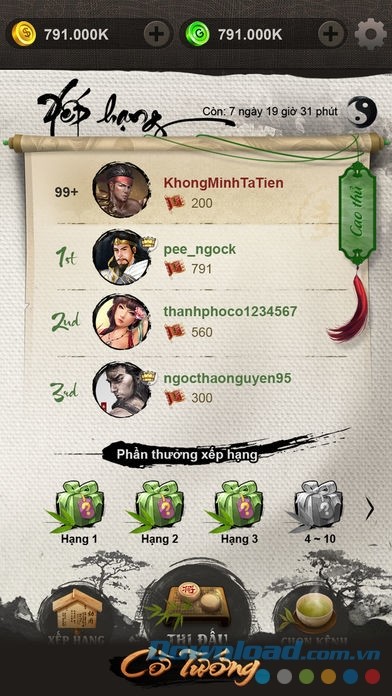 Bảng xếp hạng chơi trên ZingPlay - Cờ Tướng - Cờ Úp cho iOS