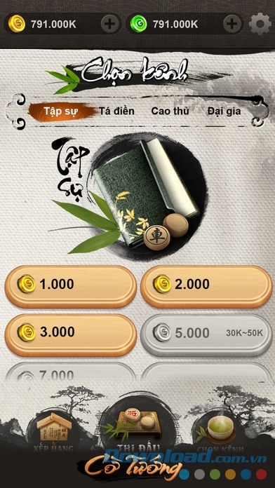 Chọn Kênh chơi phù hợp với trình độ chơi ZingPlay - Cờ Tướng trên iPhone