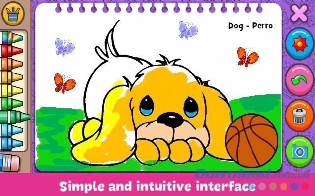 Giao diện Coloring & Learn cho Android đơn giản và trực quan