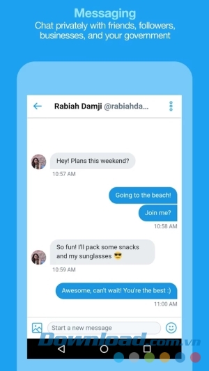 Nhắn tin miễn phí qua Twitter Lite cho Android