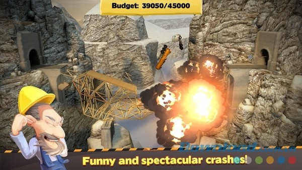 Tiến hành nhiều vụ nổ hài hước trong game Bridge Constructor cho Android