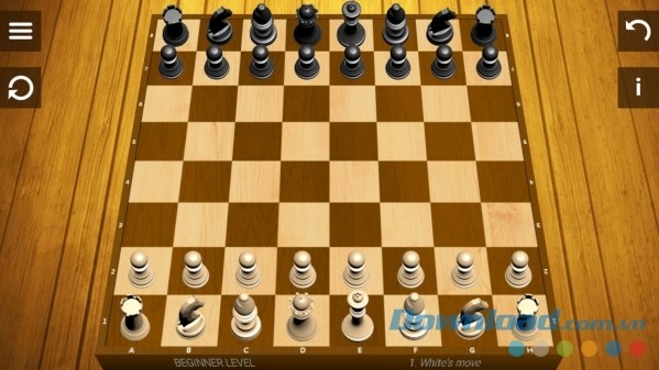 Người chơi Chess cho Android sẽ bắt đầu với 16 quân cờ đen hoặc trắng 