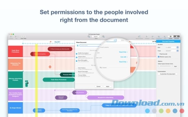 Roadmap Planner cho Mac tích hợp chức năng phân quyền xem tài liệu