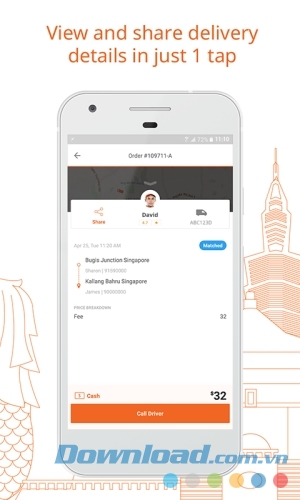 Lalamove Delivery App cho Android chia sẻ thông tin vận chuyển
