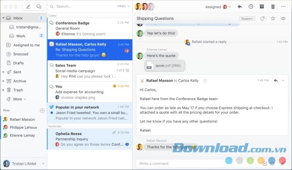 Thiết kế giao diện khoa học của Missive cho Mac 