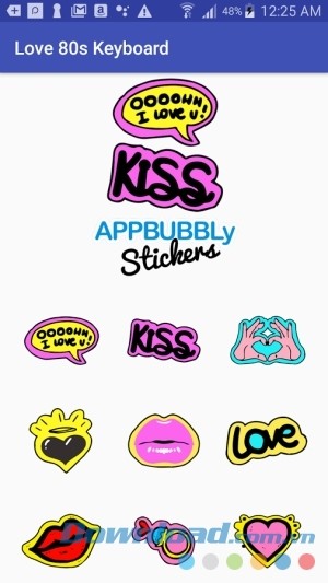 Bộ sticker bàn phím Love 80s Keyboard cho Android