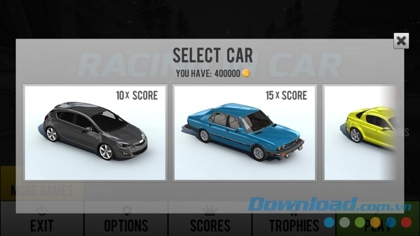 Racing in Car 2 cho Android có nhiều loại xe để người chơi lựa chọn