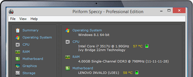 Speccy: Công cụ kiểm tra cấu hình máy tính toàn diện và dễ sử dụng. https://st.download.com.vn/Data/Image/2017/11/17/speccy-screen.jpg