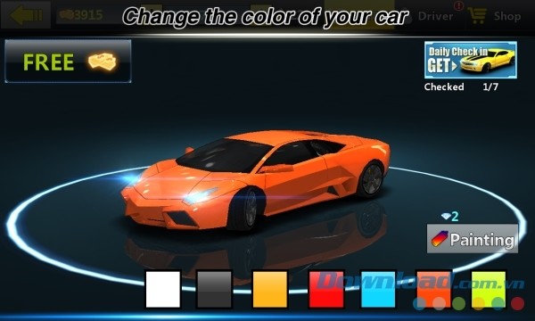 Người chơi có thể tùy biến xe đua trong City Racing Lite cho Android như ý muốn