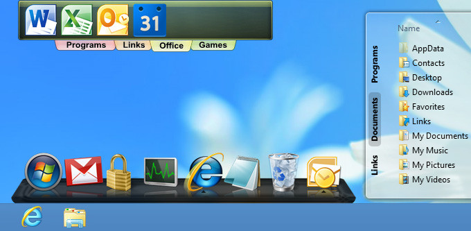 Giao diện desktop khi dùng ObjectDock