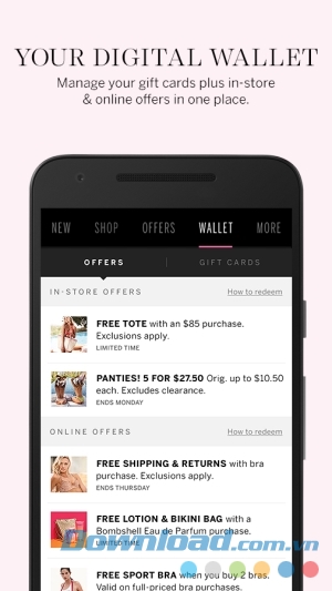 Ví điện tử của Victoria’s Secret cho Android