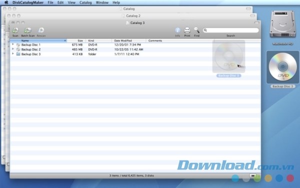 Giao diện DiskCatalogMaker cho Mac