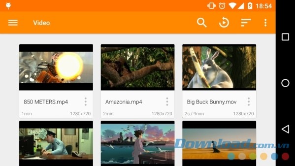 Giao diện trực quan của ứng dụng nghe nhạc VLC Media Player cho Android