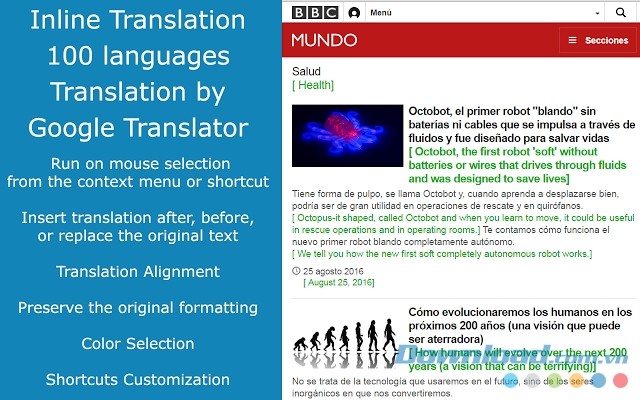 Giao diện ImTranslator for Firefox 