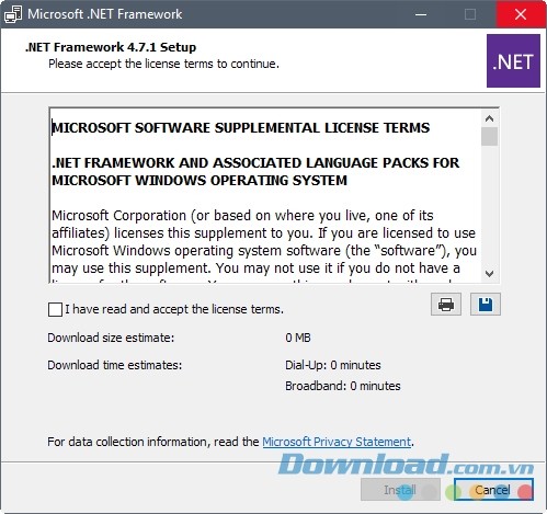 Giao diện Microsoft .NET Framework 4.7.1