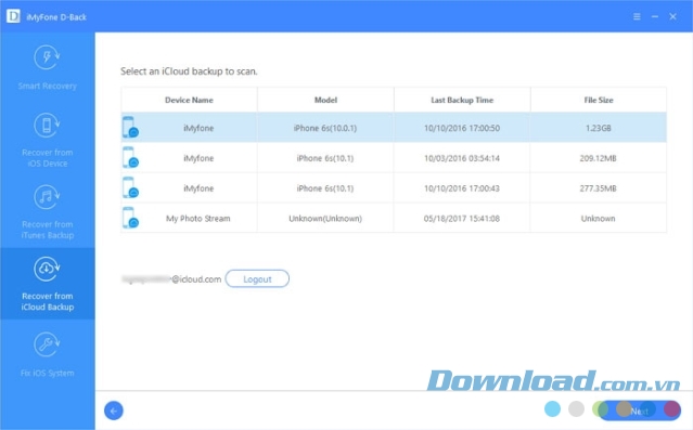 Khôi phục dữ liệu từ iCloud Backup