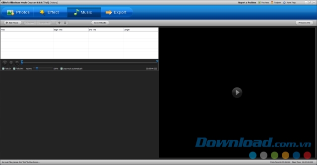 Slideshow Movie Creator rất dễ sử dụng